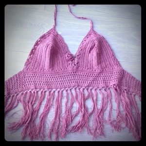 Blush Pink Crochet Crop Top